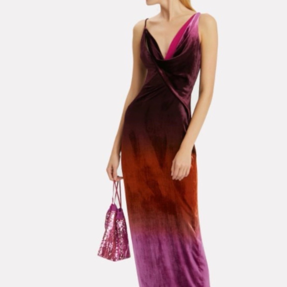 Cushnie Evengeline Ombré Velvet Gown Column Evening Dress Size 4 NWT $1995